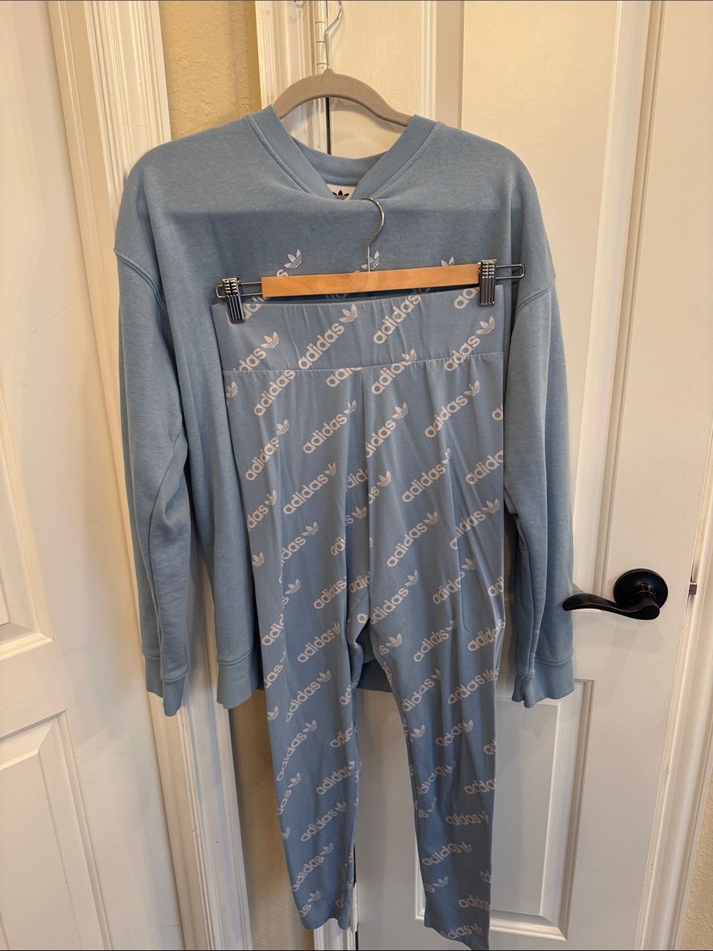 adidas ladies Light Blue Logo Set with All-Over Print